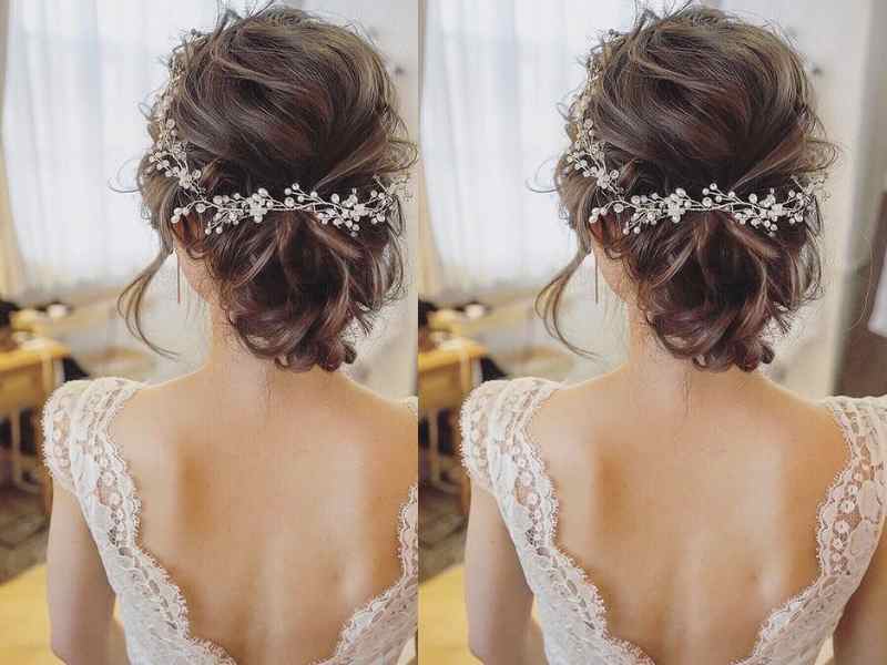 Những mẫu tóc giả búi hoa dành cho cô dâu trong ngày cưới